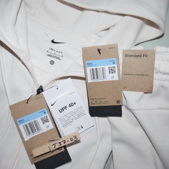 Nike Primary Fleece 2 Piece Sweatsuit Size M Dri-FIT UV Tracksuit Ivory NWT - Picture 2 of 15